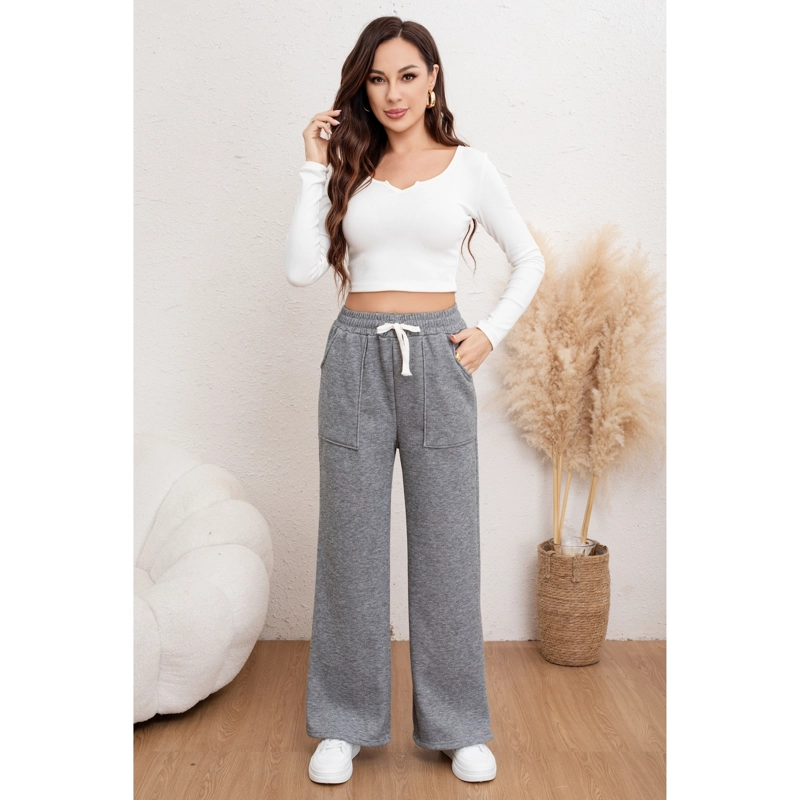 PANTALON DEPORTIVO MUJER GRUESO BOLSILLOS ANCHO OTOÑO INVIERNO 7168 - 2