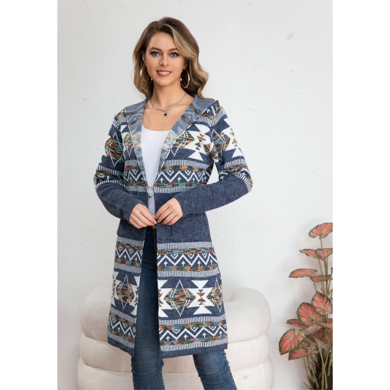 SWEATER LARGO MUJER TAPADO TIPO CARDIGAN ABRIGO ETNICO TENDENCIA 7013 - 1