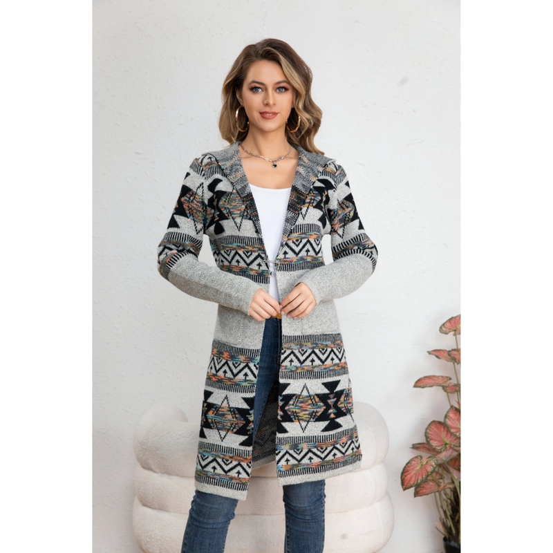 SWEATER LARGO MUJER TAPADO TIPO CARDIGAN ABRIGO ETNICO TENDENCIA 7013 - 1