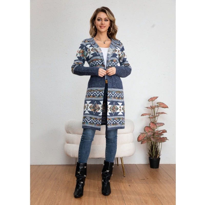 SWEATER LARGO MUJER TAPADO TIPO CARDIGAN ABRIGO ETNICO TENDENCIA 7013 - 2