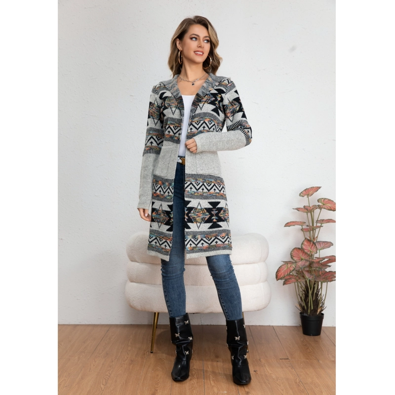 SWEATER LARGO MUJER TAPADO TIPO CARDIGAN ABRIGO ETNICO TENDENCIA 7013 - 2