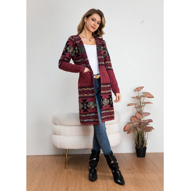 SWEATER LARGO MUJER TAPADO TIPO CARDIGAN ABRIGO ETNICO TENDENCIA 7013 - 2