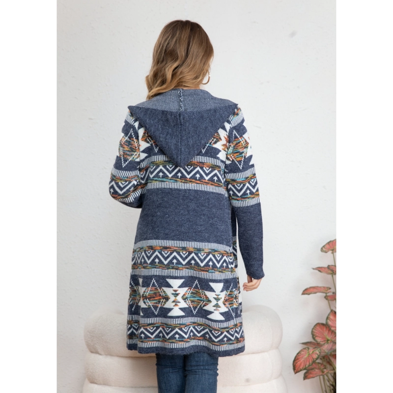 SWEATER LARGO MUJER TAPADO TIPO CARDIGAN ABRIGO ETNICO TENDENCIA 7013 - 3