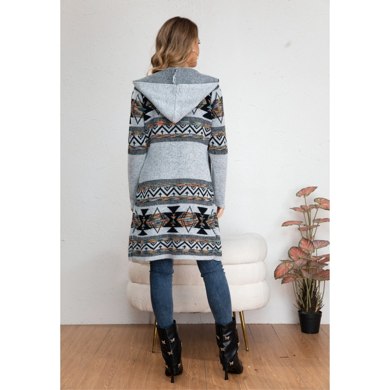SWEATER LARGO MUJER TAPADO TIPO CARDIGAN ABRIGO ETNICO TENDENCIA 7013 - 3