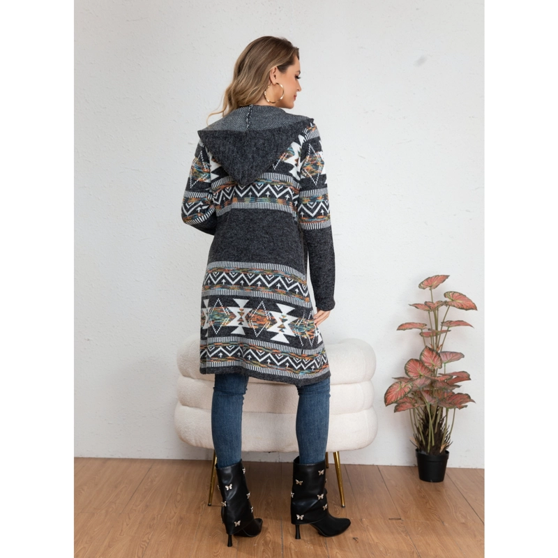 SWEATER LARGO MUJER TAPADO TIPO CARDIGAN ABRIGO ETNICO TENDENCIA 7013 - 3