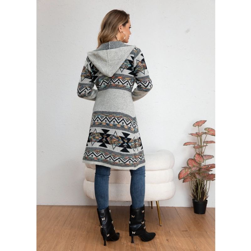 SWEATER LARGO MUJER TAPADO TIPO CARDIGAN ABRIGO ETNICO TENDENCIA 7013 - 3