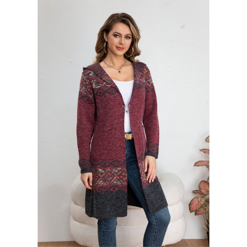 SWEATER LARGO MUJER TAPADO TIPO CARDIGAN ABRIGO ETNICO TENDENCIA 7014 - 1