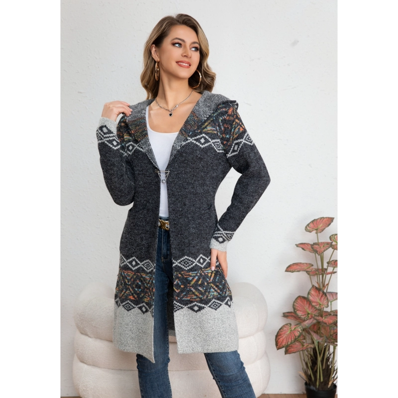 SWEATER LARGO MUJER TAPADO TIPO CARDIGAN ABRIGO ETNICO TENDENCIA 7014 - 1