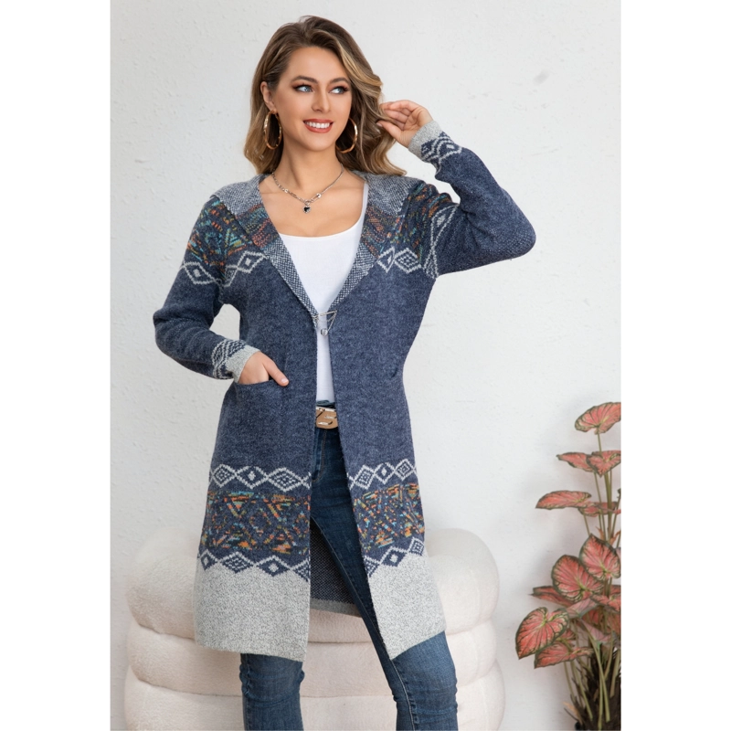 SWEATER LARGO MUJER TAPADO TIPO CARDIGAN ABRIGO ETNICO TENDENCIA 7014 - 1