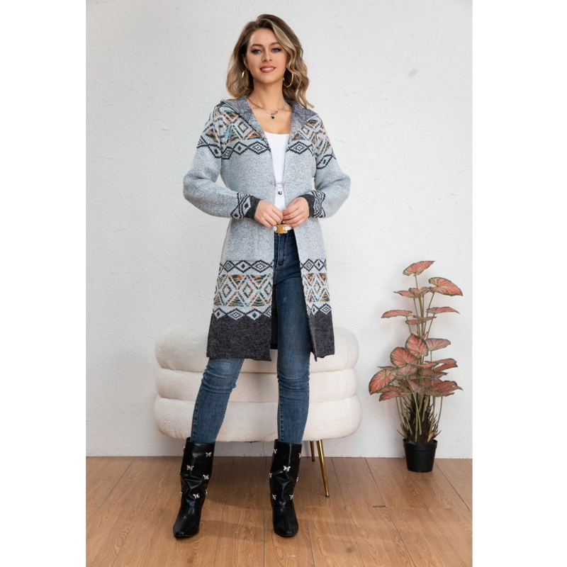 SWEATER LARGO MUJER TAPADO TIPO CARDIGAN ABRIGO ETNICO TENDENCIA 7014 - 2