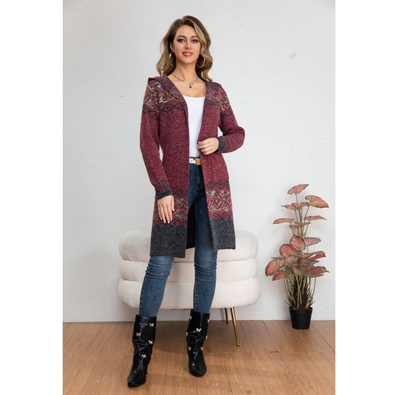 SWEATER LARGO MUJER TAPADO TIPO CARDIGAN ABRIGO ETNICO TENDENCIA 7014 - 2