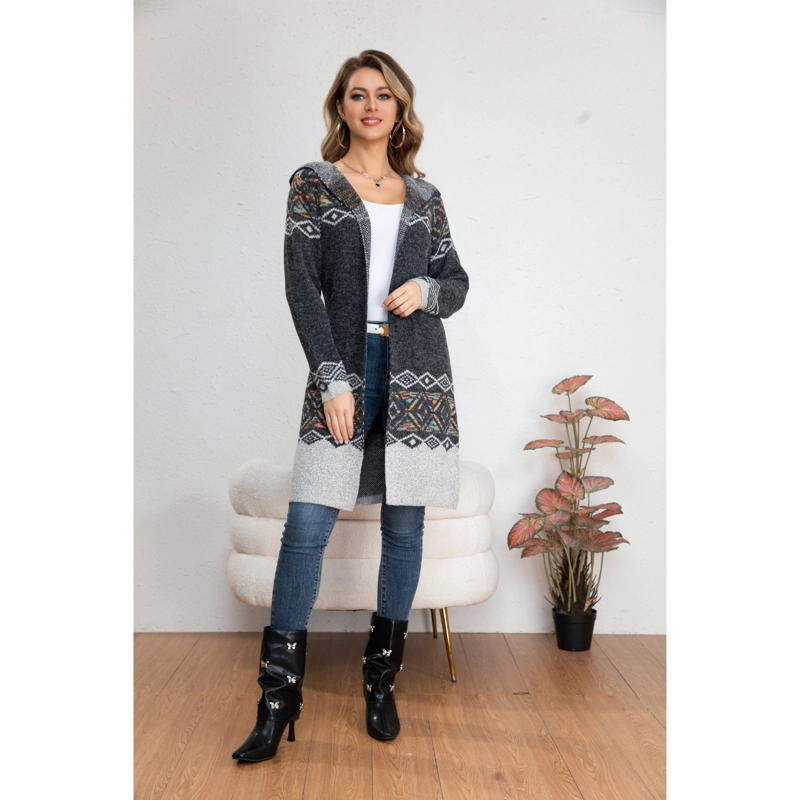 SWEATER LARGO MUJER TAPADO TIPO CARDIGAN ABRIGO ETNICO TENDENCIA 7014 - 2