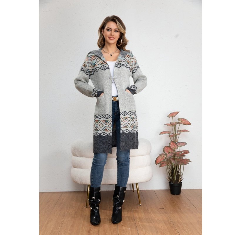 SWEATER LARGO MUJER TAPADO TIPO CARDIGAN ABRIGO ETNICO TENDENCIA 7014 - 2