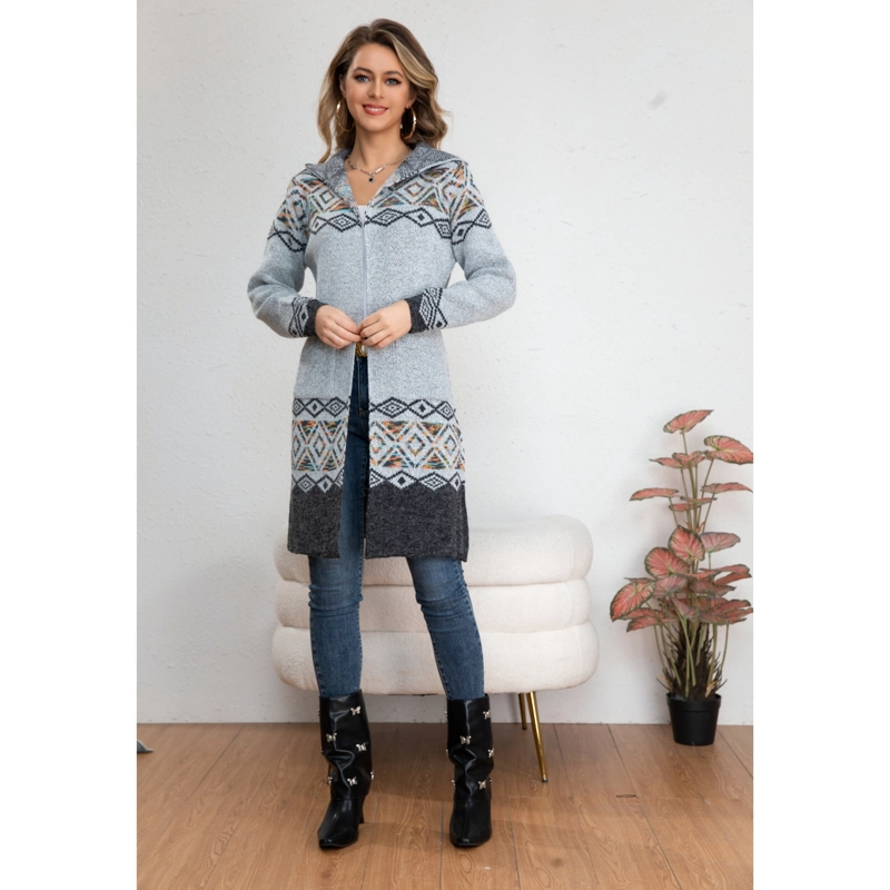 SWEATER LARGO MUJER TAPADO TIPO CARDIGAN ABRIGO ETNICO TENDENCIA 7014 - 3