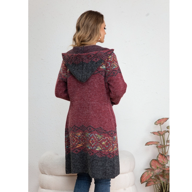 SWEATER LARGO MUJER TAPADO TIPO CARDIGAN ABRIGO ETNICO TENDENCIA 7014 - 3
