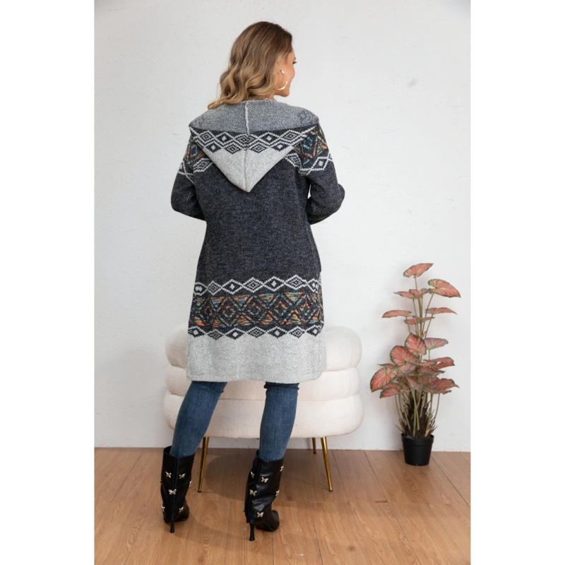 SWEATER LARGO MUJER TAPADO TIPO CARDIGAN ABRIGO ETNICO TENDENCIA 7014 - 3