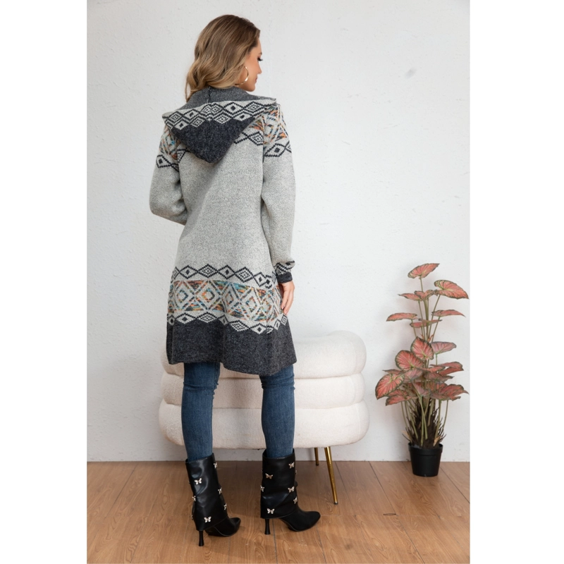 SWEATER LARGO MUJER TAPADO TIPO CARDIGAN ABRIGO ETNICO TENDENCIA 7014 - 3