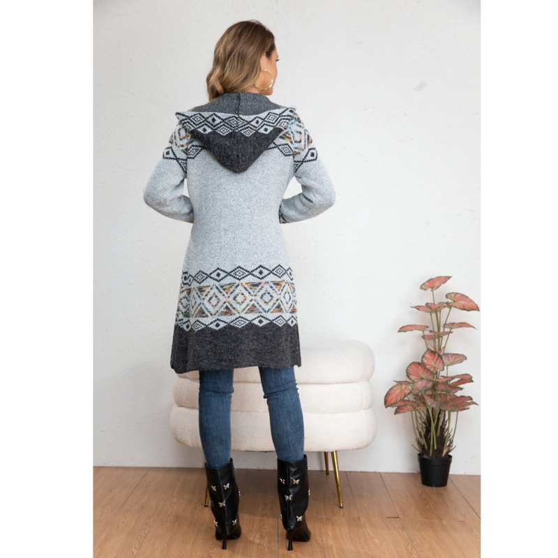 SWEATER LARGO MUJER TAPADO TIPO CARDIGAN ABRIGO ETNICO TENDENCIA 7014 - 4