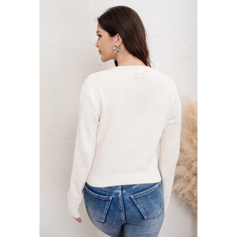 SWEATER MUJER CHENILLE TEJIDO TRENZAS CUELLO REDONDO INVIERNO 6012 - 4