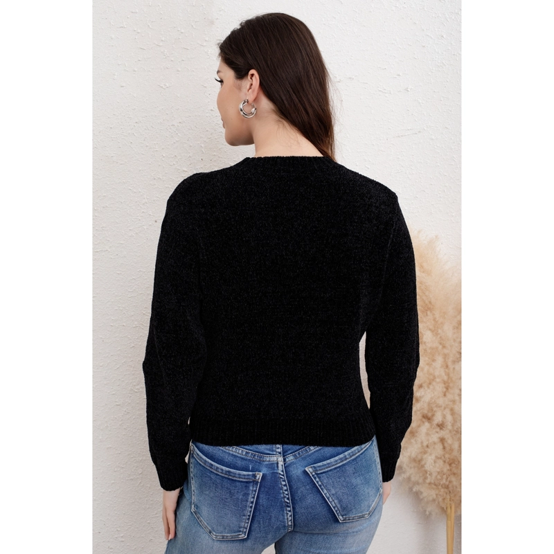 SWEATER MUJER CHENILLE TEJIDO TRENZAS CUELLO REDONDO INVIERNO 6012 - 4
