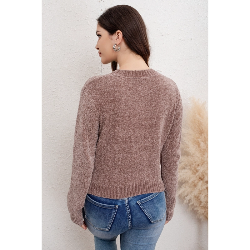 SWEATER MUJER CHENILLE TEJIDO TRENZAS CUELLO REDONDO INVIERNO 6012 - 4
