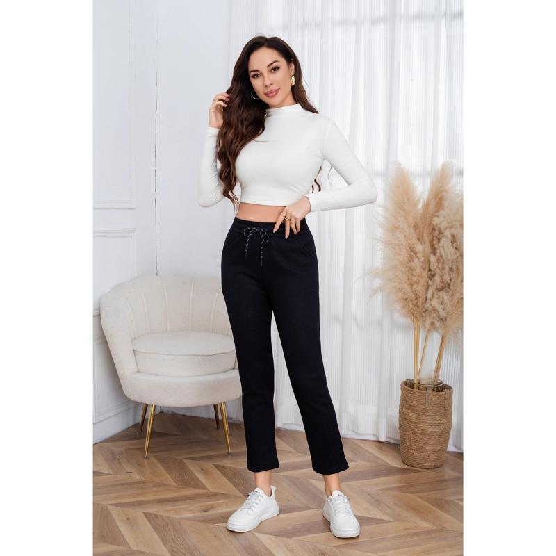 PANTALON MUJER RECTO AJUSTADO TIPO JEANS INVIERNO FORRO PIEL MEZCLILLA 7003 - 1