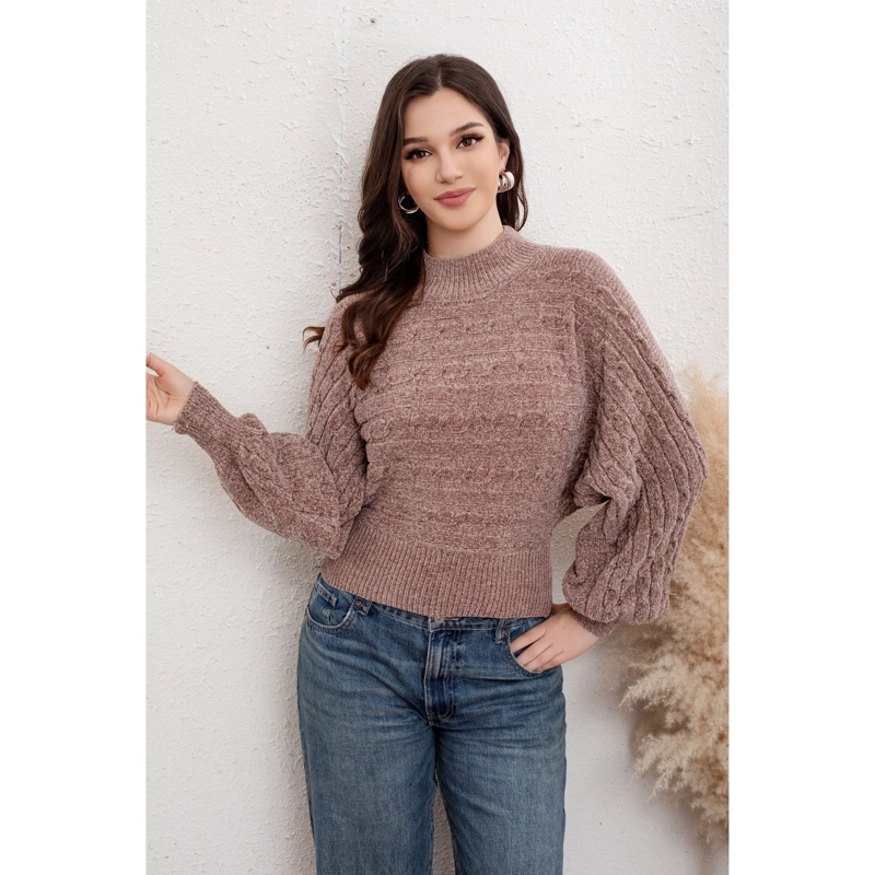 SWEATER MUJER TEJIDO CUELLO ALTO ALGODON CHENILLE MANGA MURCIELAGO 6009 - 2