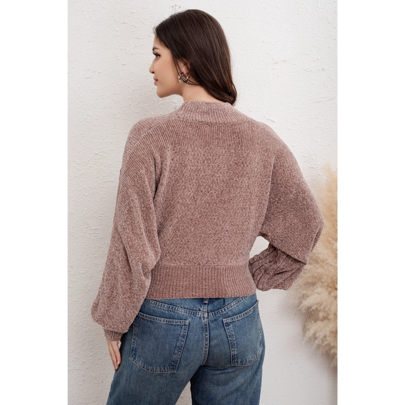 SWEATER MUJER TEJIDO CUELLO ALTO ALGODON CHENILLE MANGA MURCIELAGO 6009 - 4