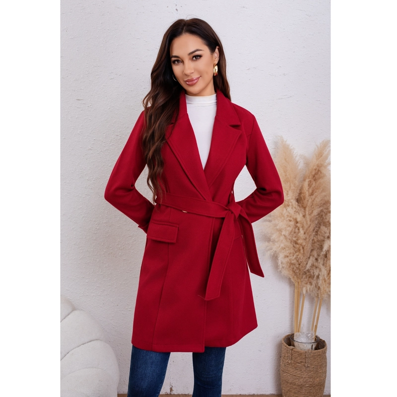 ABRIGO CHAQUETA MUJER MONTGOMERY LARGO CINTURON BROCHES 8060 - 1