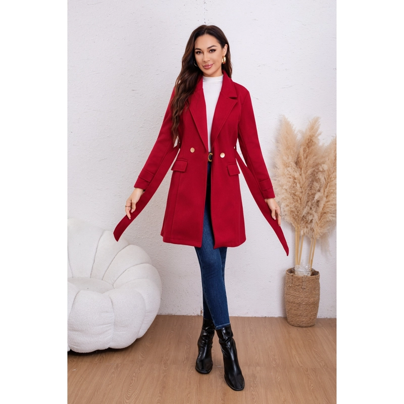 ABRIGO CHAQUETA MUJER MONTGOMERY LARGO CINTURON BROCHES 8060 - 2