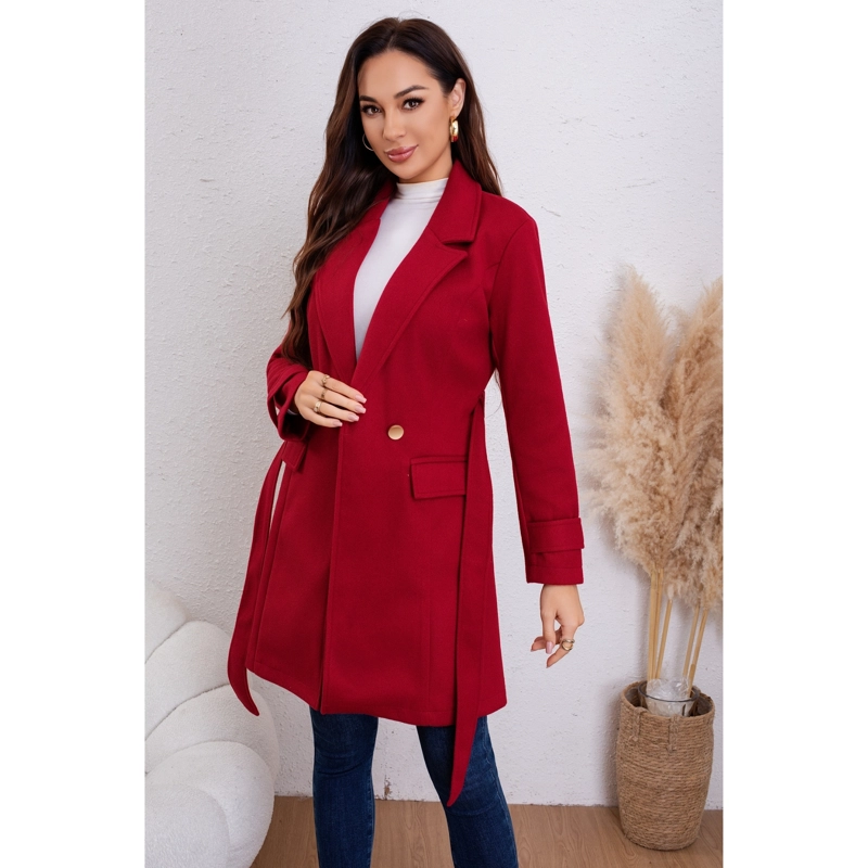 ABRIGO CHAQUETA MUJER MONTGOMERY LARGO CINTURON BROCHES 8060 - 3