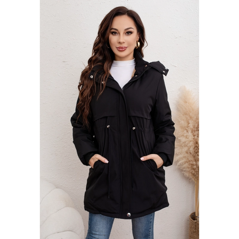 CHAQUETA LARGA ABRIGO MUJER FORRO PIEL CAPUCHA COLORES 0017 - 1