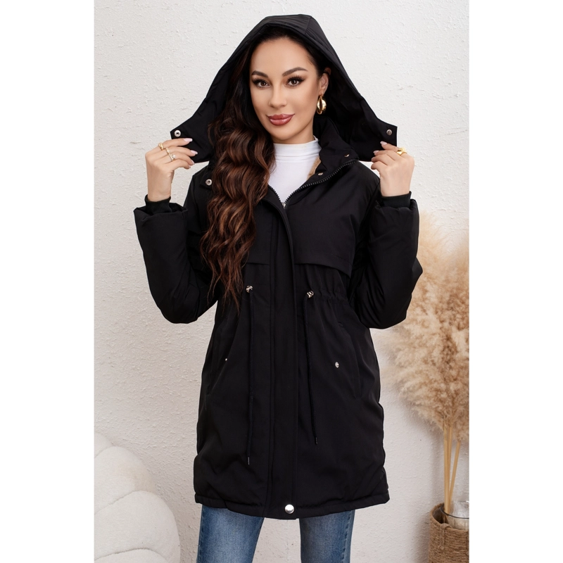 CHAQUETA LARGA ABRIGO MUJER FORRO PIEL CAPUCHA COLORES 0017 - 2
