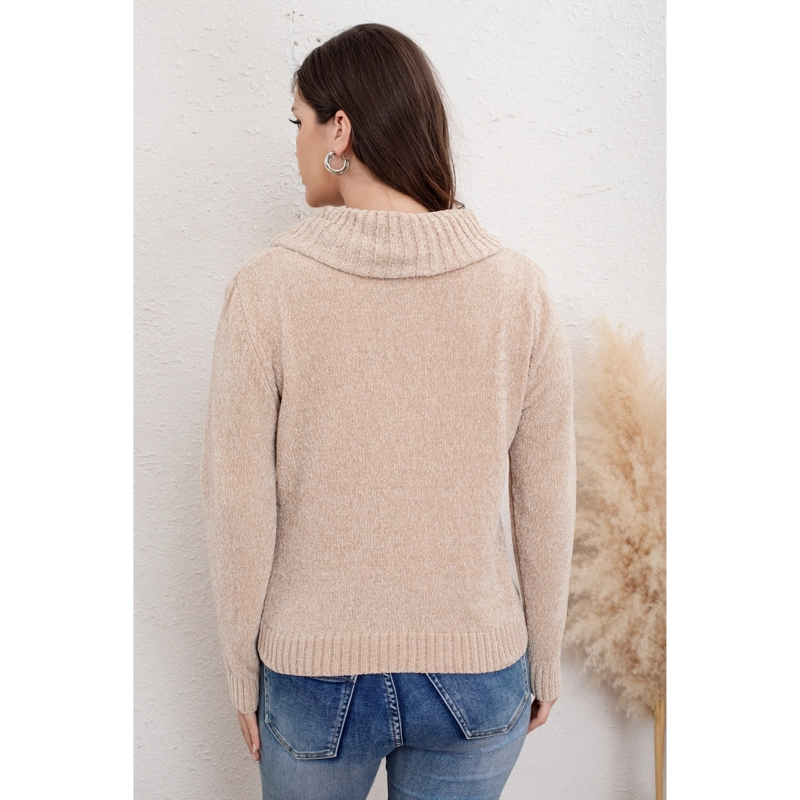 SWEATER MUJER CUELLO BEATLE ALGODON CHENILLE TEJIDO INVIERNO TRENZAS 6004 - 4