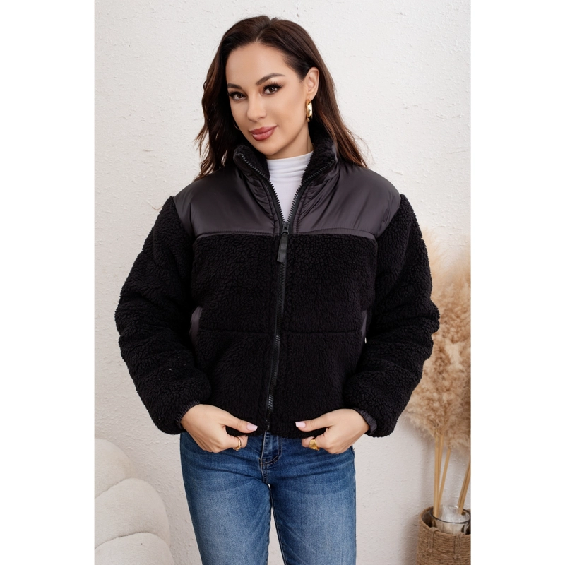 CHAQUETA TEDDY MUJER TIPO CORDERITO GRUESA BOLSILLOS BI COLOR 0029 - 1