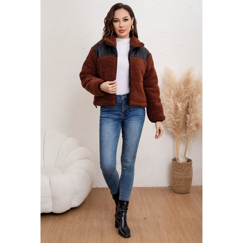 CHAQUETA TEDDY MUJER TIPO CORDERITO GRUESA BOLSILLOS BI COLOR 0029 - 3