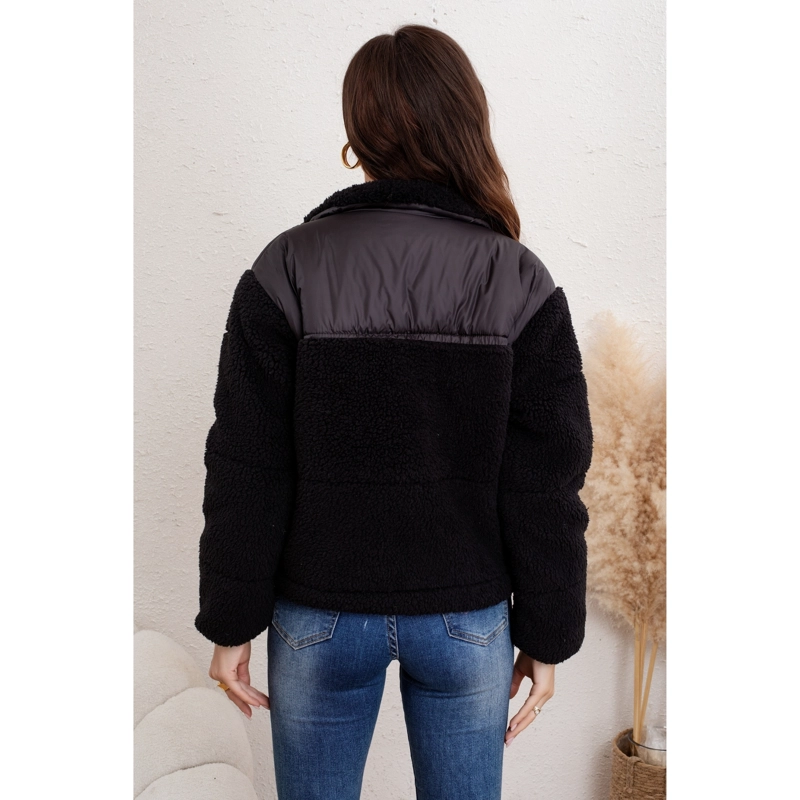 CHAQUETA TEDDY MUJER TIPO CORDERITO GRUESA BOLSILLOS BI COLOR 0029 - 4