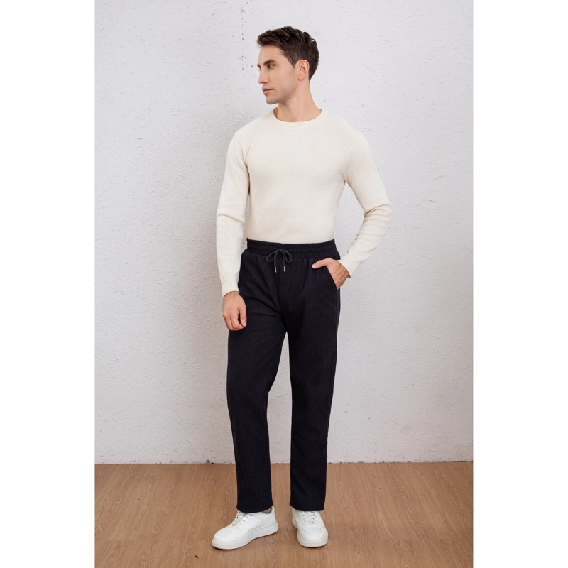 PANTALON RECTO HOMBRE COTELE LISO INTERIOR POLAR BOLSILLOS 7157 - 1