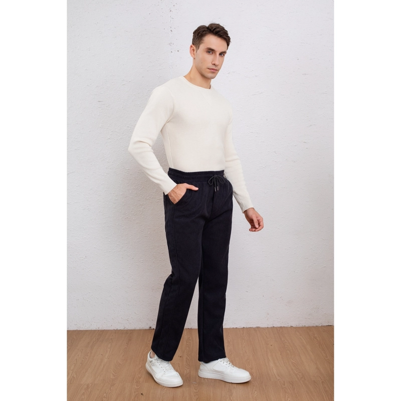PANTALON RECTO HOMBRE COTELE LISO INTERIOR POLAR BOLSILLOS 7157 - 2