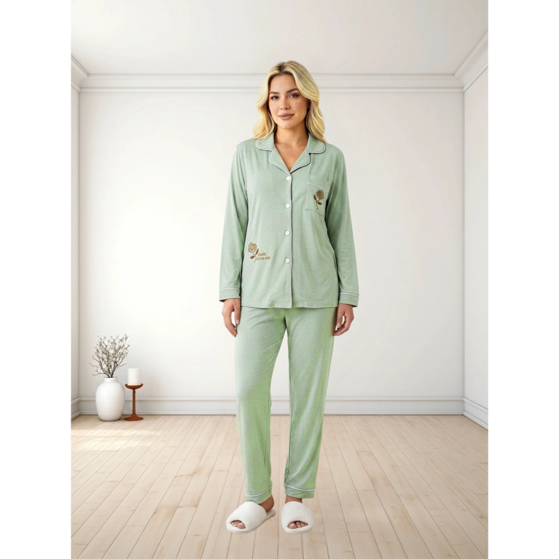 PIJAMA MUJER MANGA LARGA CON BOTONES 6597 - 1