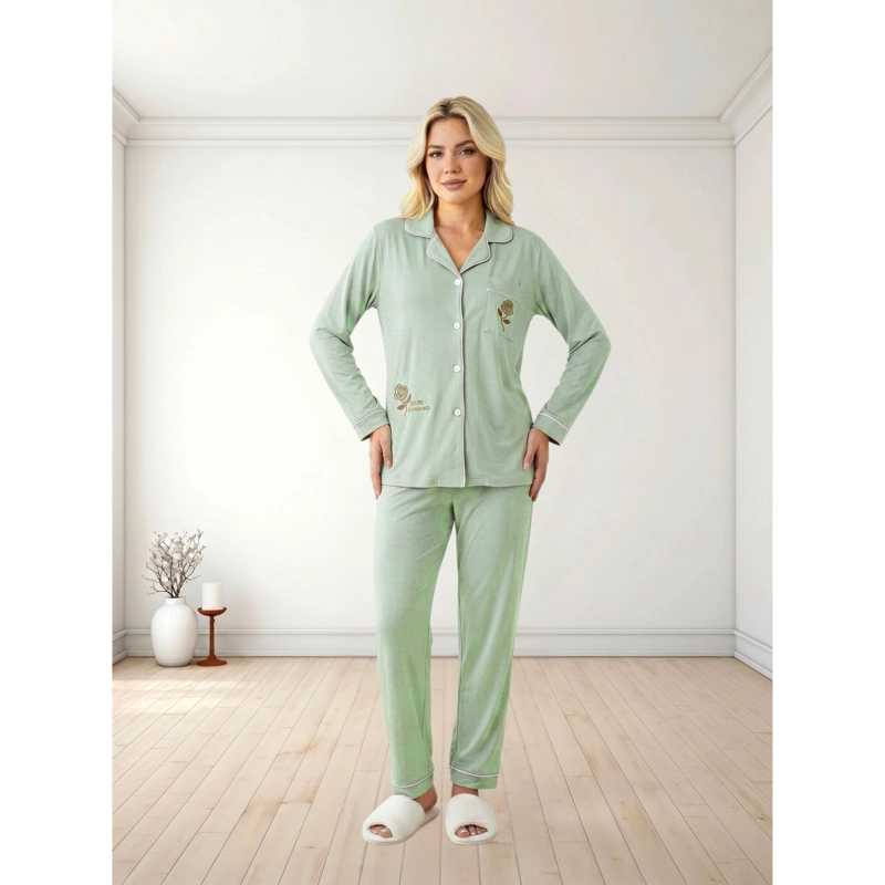 PIJAMA MUJER MANGA LARGA CON BOTONES 6597 - 2