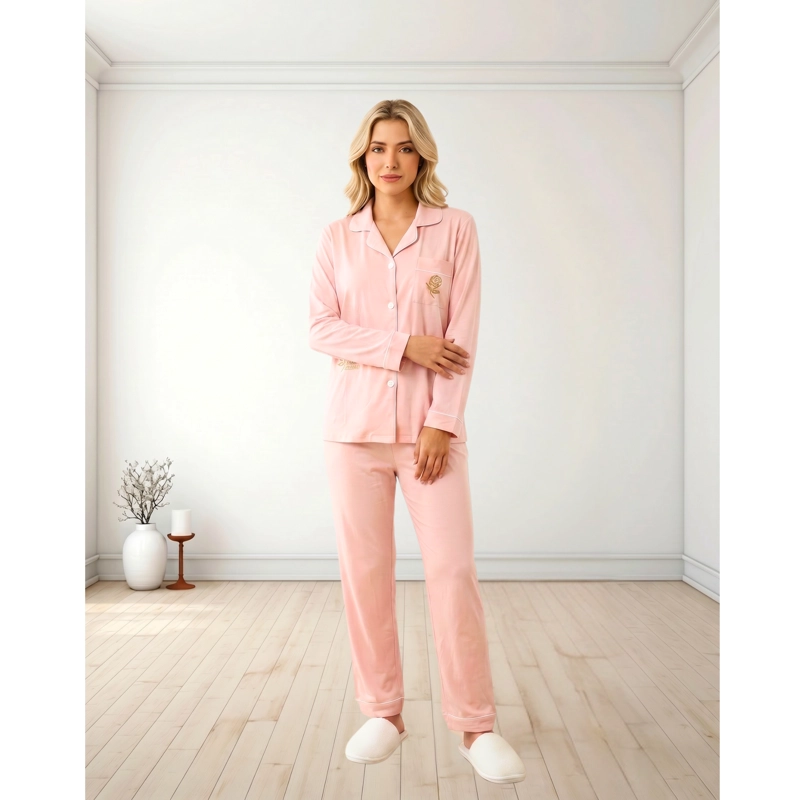 PIJAMA MUJER MANGA LARGA CON BOTONES 6597 - 2