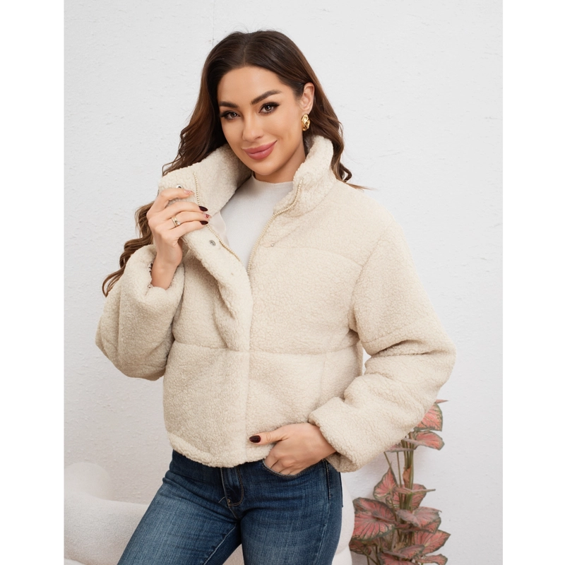 CHAQUETA CORTA CORDERITO MUJER PREMIUM CALIDAD CUELLO ALTO 6090 - 1