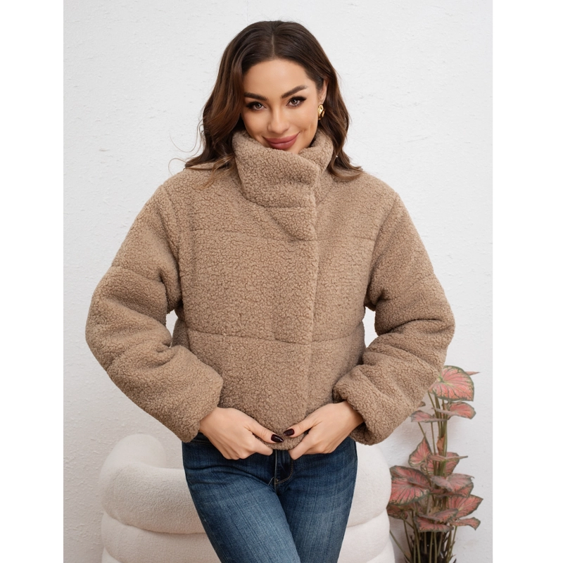CHAQUETA CORTA CORDERITO MUJER PREMIUM CALIDAD CUELLO ALTO 6090 - 1