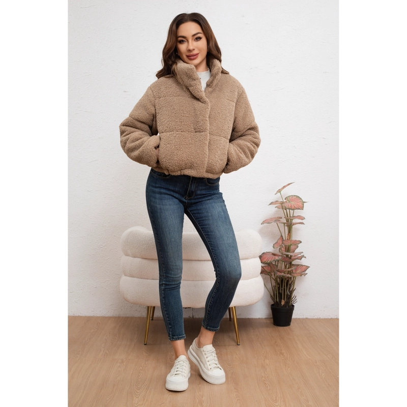 CHAQUETA CORTA CORDERITO MUJER PREMIUM CALIDAD CUELLO ALTO 6090 - 2