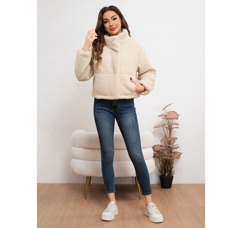 CHAQUETA CORTA CORDERITO MUJER PREMIUM CALIDAD CUELLO ALTO 6090 - 3