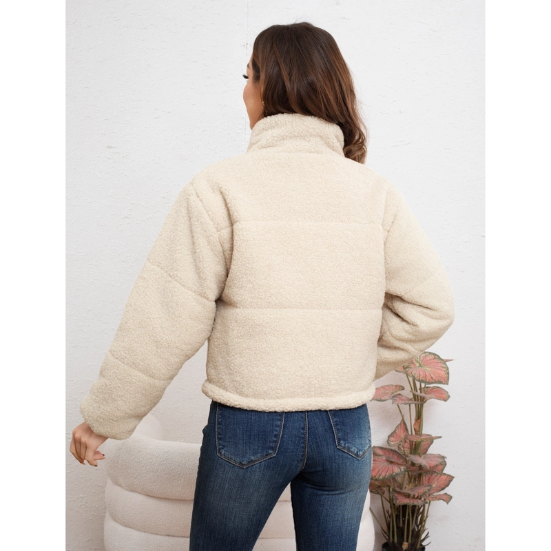 CHAQUETA CORTA CORDERITO MUJER PREMIUM CALIDAD CUELLO ALTO 6090 - 4