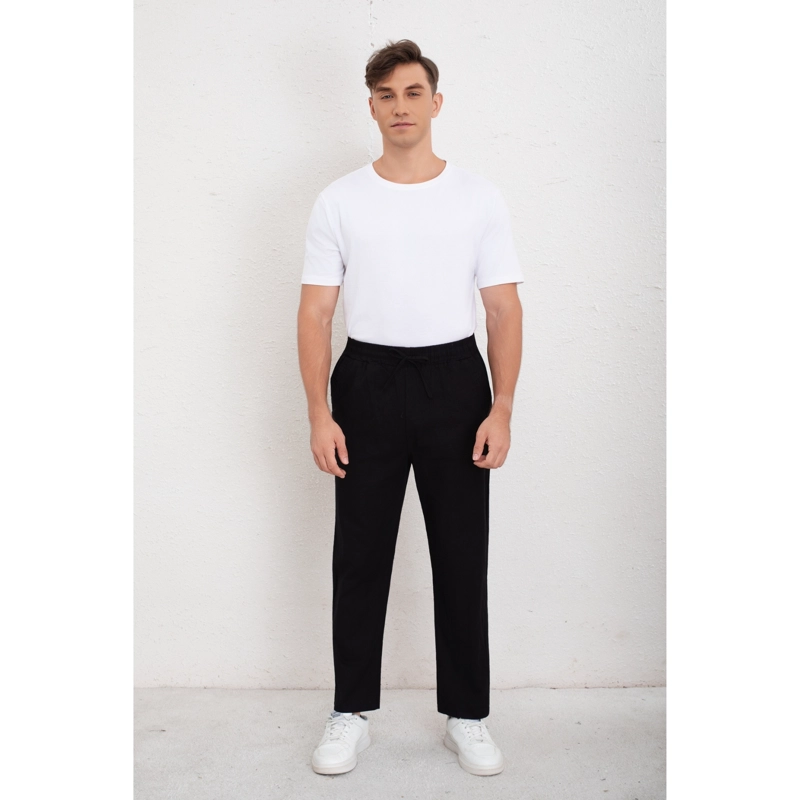 PANTALON DE VESTIR HOMBRE TIPO LINO CASUAL VERANO LISO 7147 - 1