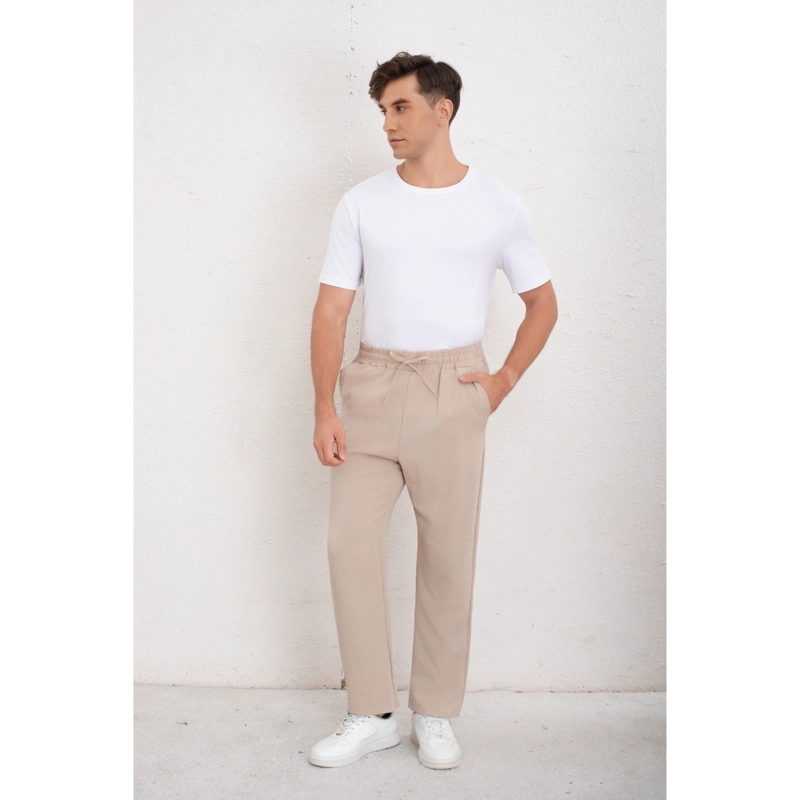 PANTALON DE VESTIR HOMBRE TIPO LINO CASUAL VERANO LISO 7147 - 2