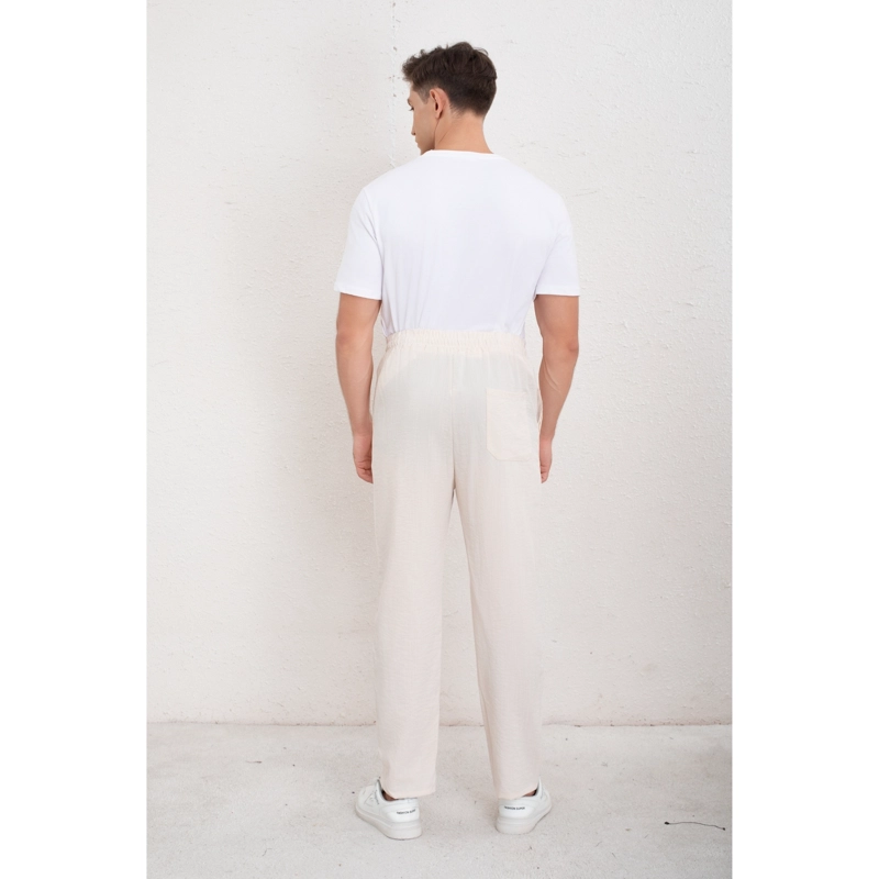 PANTALON DE VESTIR HOMBRE TIPO LINO CASUAL VERANO LISO 7147 - 4